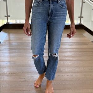 PAIGE Blue Straight Leg Jeans with Classic Design